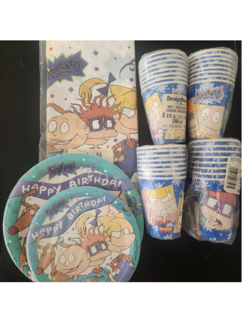 Vintage Rugrats Birthday Party Supplies DesignWare Tablecover Plates Cups NOS